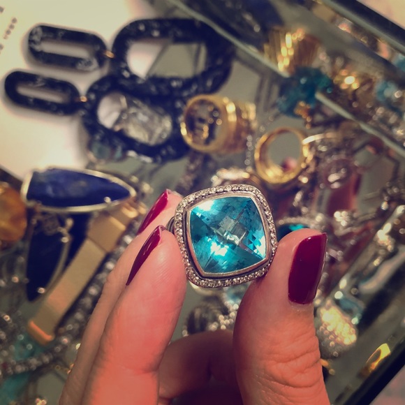 David Yurman Blue Topaz Ring - Picture 1 of 8